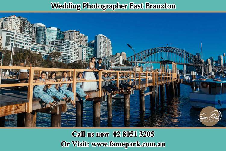 Photo of the couple together with their entourage at the bridge East Branxton NSW 2335