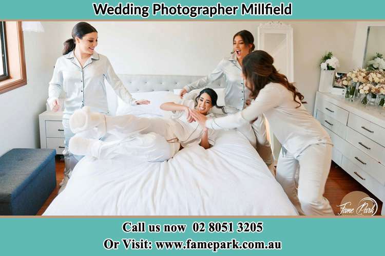 Bride and Bride's maids in the bed Millfield