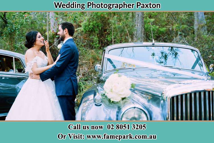 Bride And Groom Beside the Bridal Car Paxton