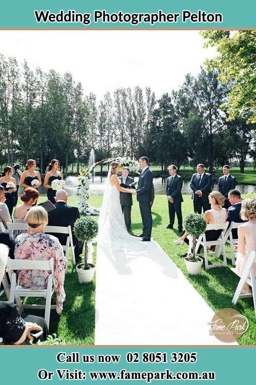 Bride and Groom In their Garden Wedding Pelton